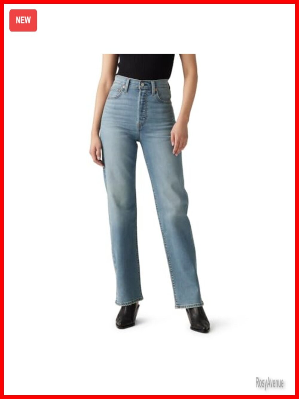 Levi's Ribcage Straight Full Length Jeans High Rise Cotton Blend Stretch Denim